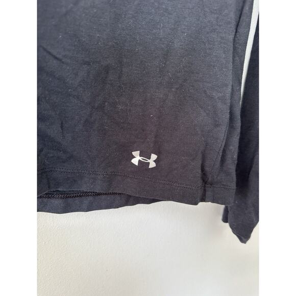 Under armour T-Shirt Womens M Medium Black Logo Workout Training Casual Open Bac - Picture 2 of 7
